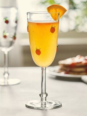 Anthropologie Orange Icon Flute Glass NIB